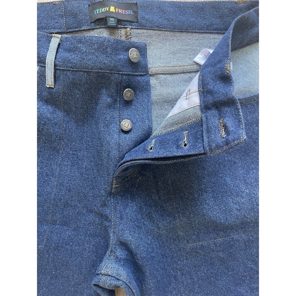 TEDDY FRESH Pants Lag Zip Off Denim Pants Unisex Size 32 Relaxed Fit Jeans NWT - Picture 7 of 9